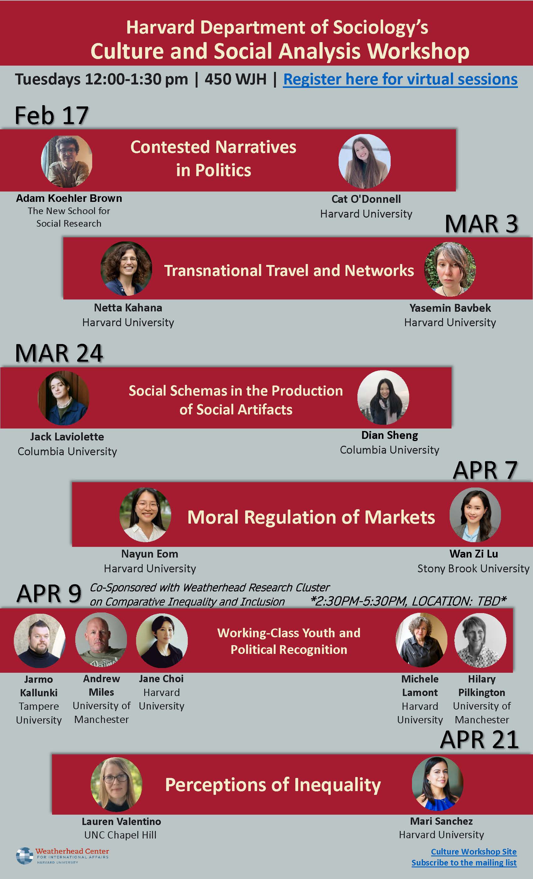 Spring 2026 Workshops Poster